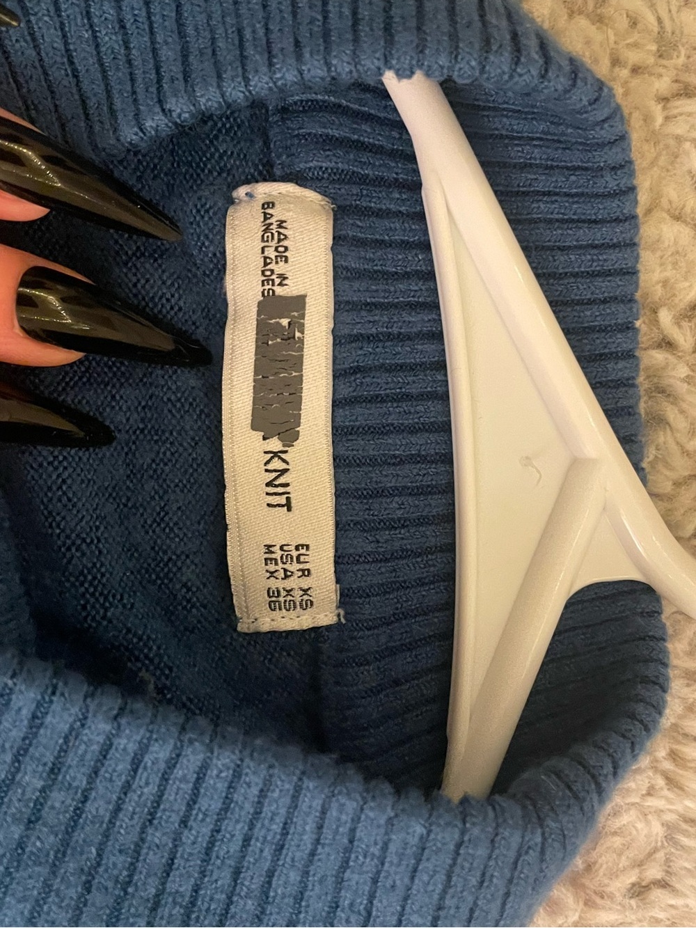 Zara Knit Blue Mock Neck Crew Sweater Soft Cozy Cute Spring Summer Longsleeve - Picture 7 of 12